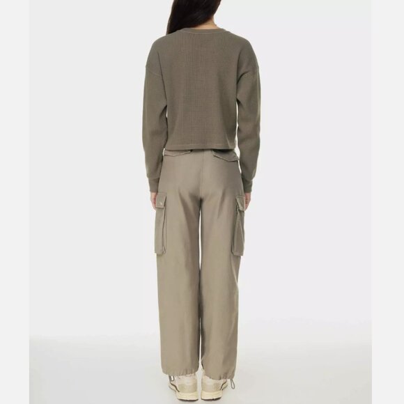 Aritzia Tna Long Sleeve Kendall Waffle Henley Top - Picture 7 of 7